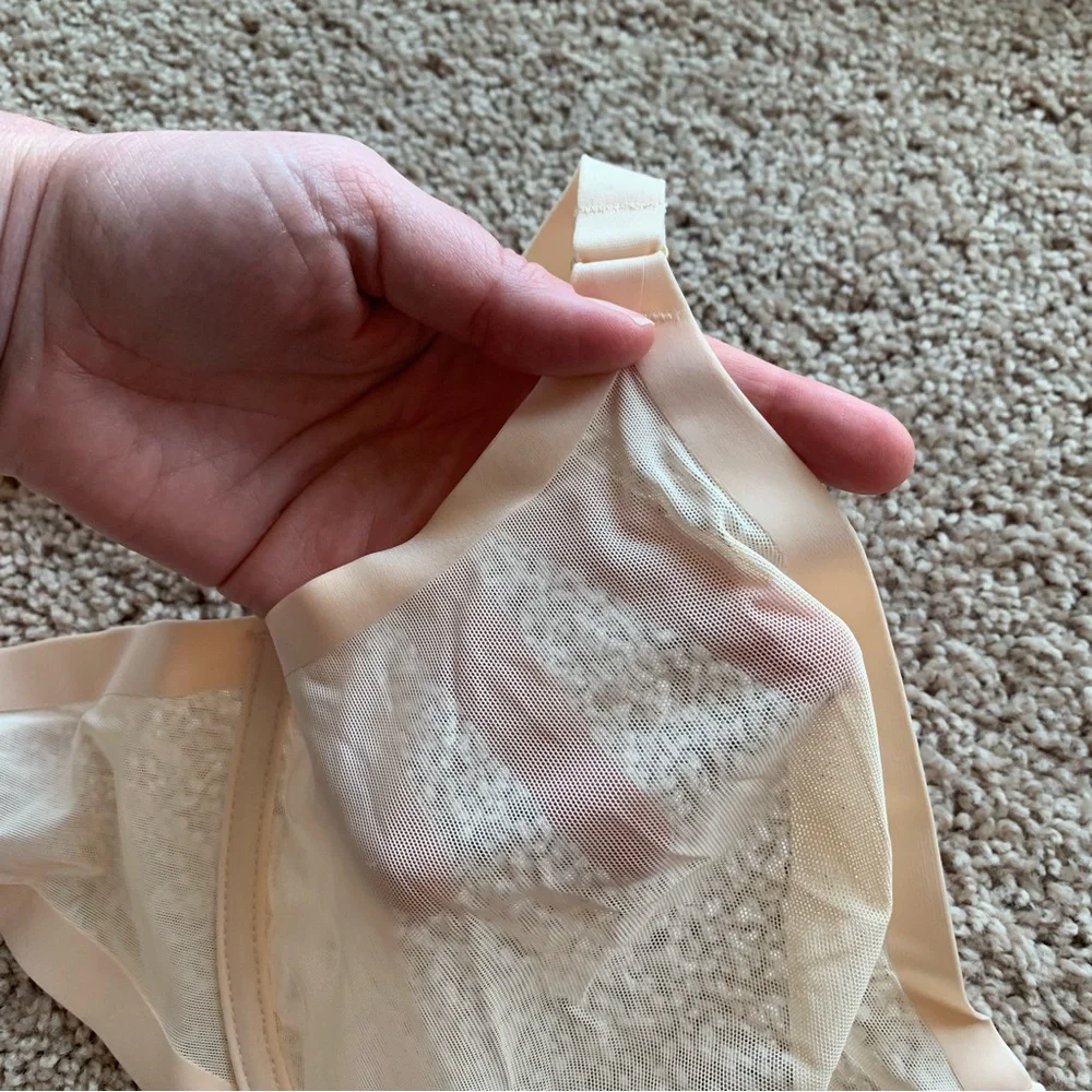 Cuup The Plunge Bra Size 38F Ivory Off White Sheer Mesh Underwire Adjustable - Picture 7 of 10